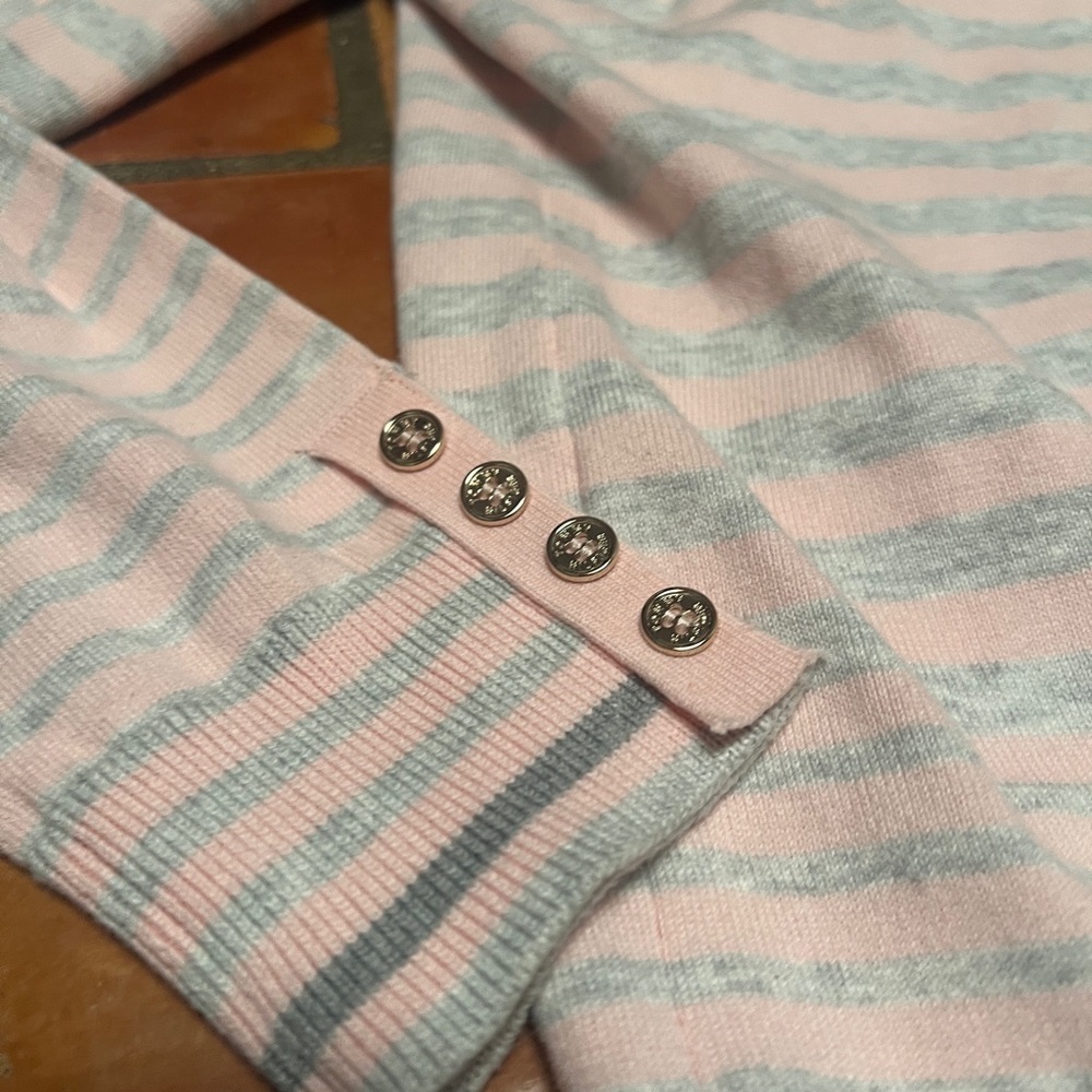 Tommy Hilfiger Pink and White Striped Turtleneck Sweater - Picture 2 of 5